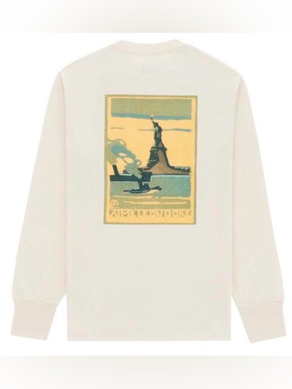 Aimé Leon Dore Liberty Graphic Long-Sleeve NYC Tee in Cream XXL